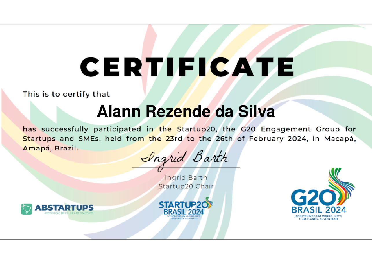 Delegate de Alann Rezende da Silva, emitido por Startup20