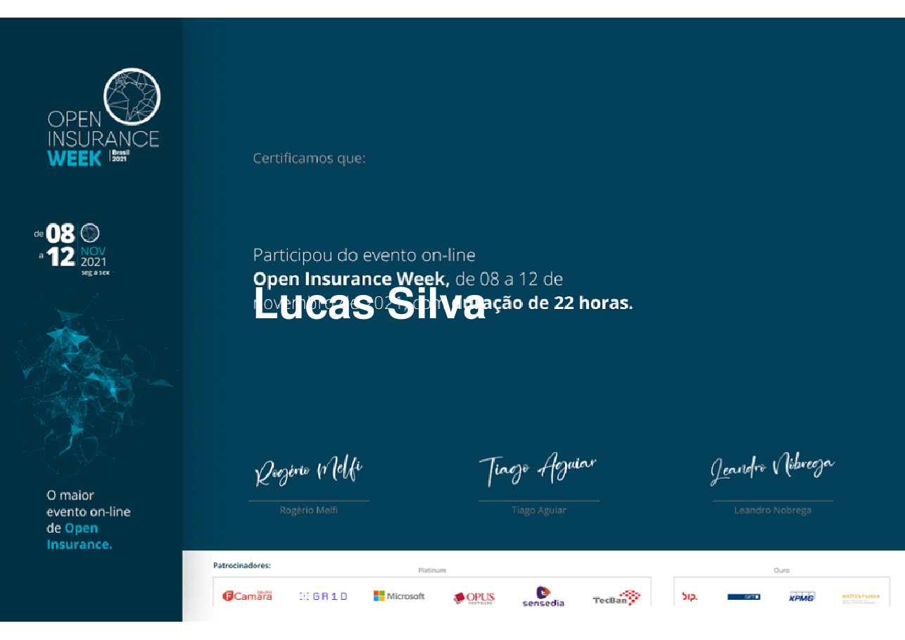 Certificado de Participação de Lucas Silva, emitido por Somos Ox