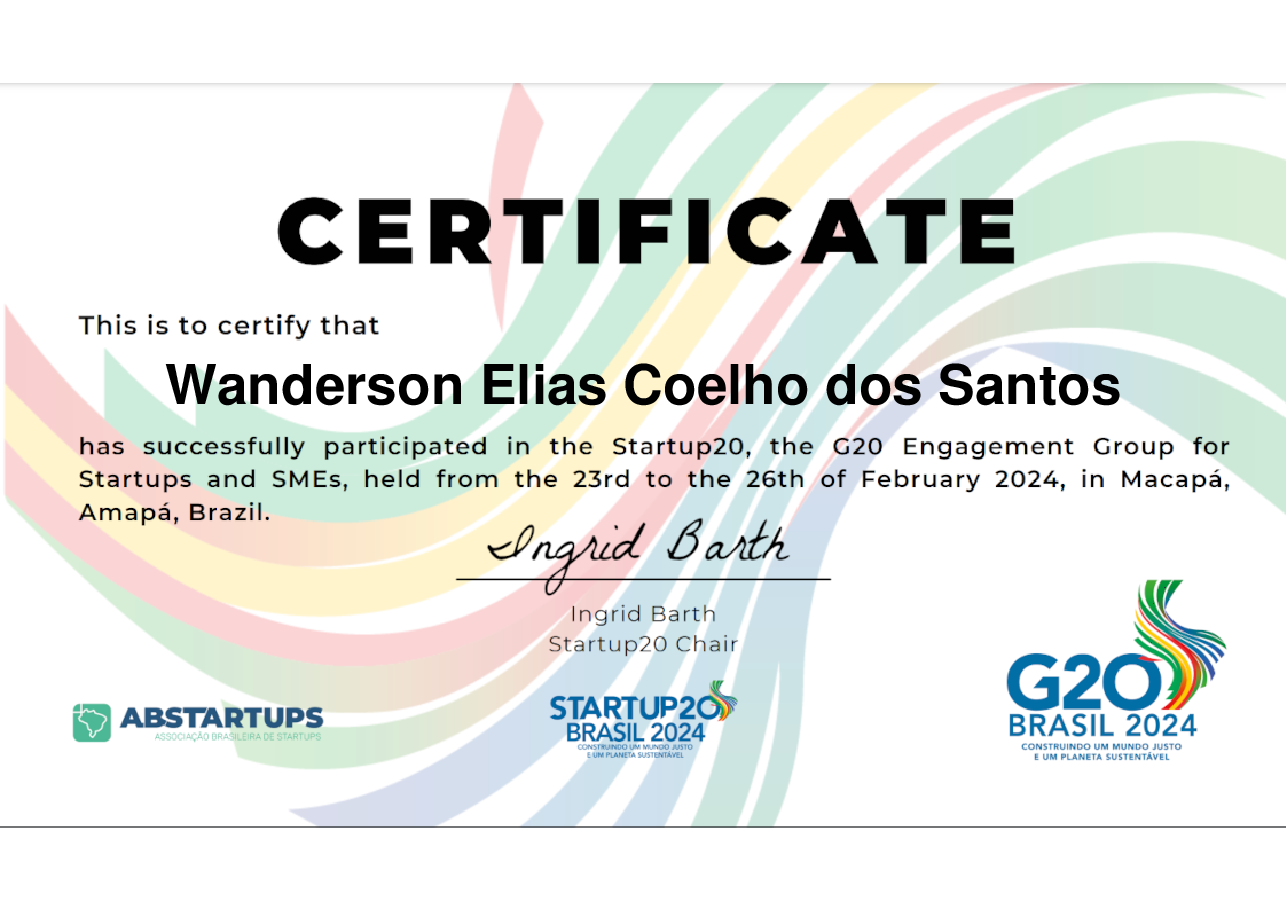 Delegate de Wanderson Elias Coelho dos Santos, emitido por Startup20