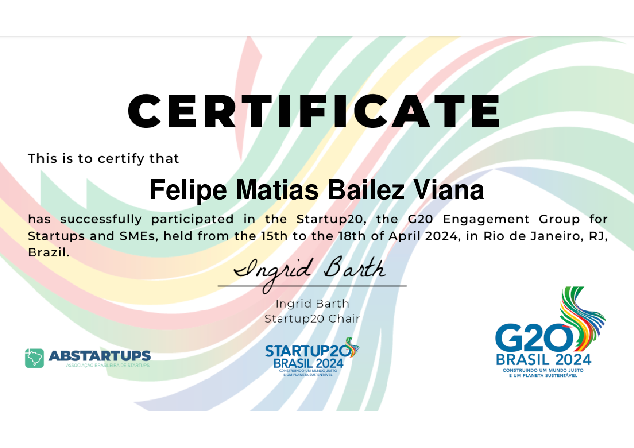 Delegate de Felipe Matias Bailez Viana, emitido por Startup20